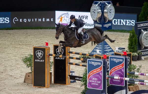 Carlos Enrique Lopez Lizarazo and Admara at the Longines FEI World Cup Final 2018 in Paris. Picture by Jon Stroud Media