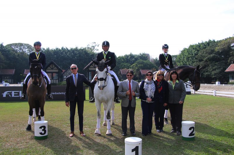 Mauro, 2º, João Paulo, 1º e Lara, 3ª, em Internacional na SHP em agosto de 2018 (C. May)