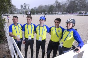 24.07.2019 - Jogos Panamericanos Lima 2019 - Lima (PER) - Equipe de hipismo adestramento do Brasil, durante treino na Escola Militar do Exercito em La Molina..Foto: Washington Alves/COB